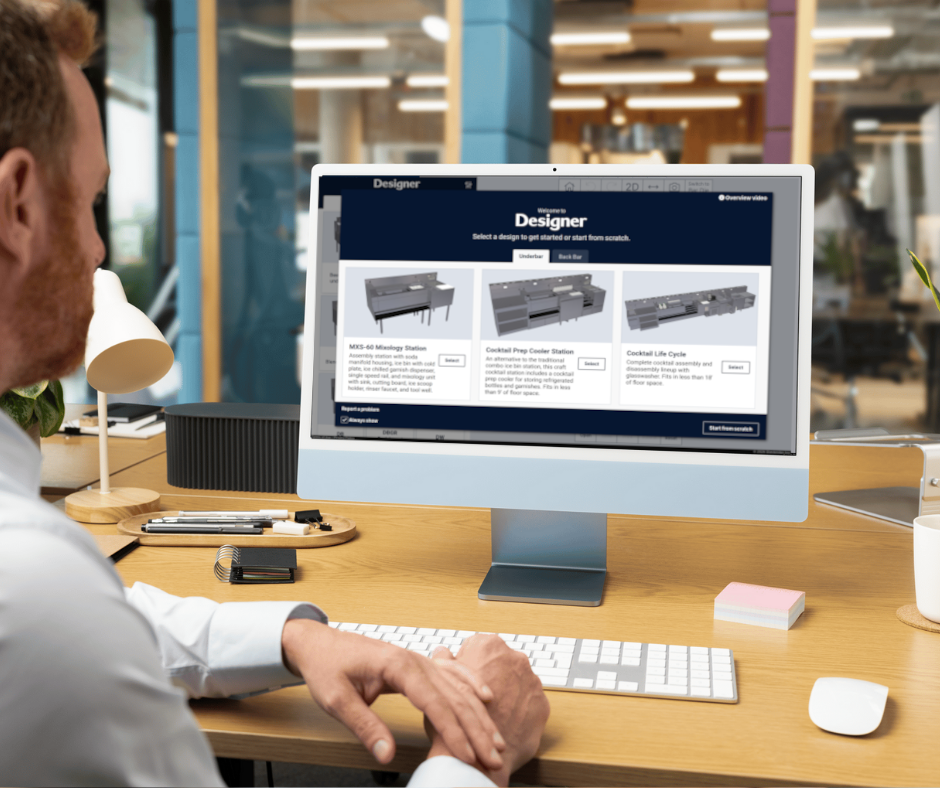 Glastender Designer on screen in a modern office